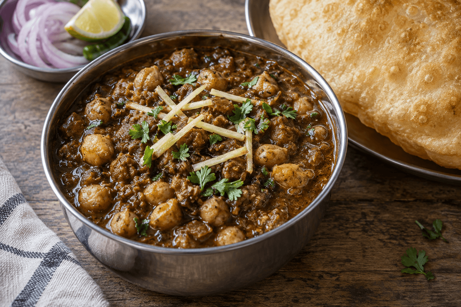 Authentic Amritsari Chole Chana Masala with fresh coriander and ginger